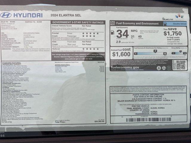 new 2024 Hyundai Elantra car, priced at $24,305