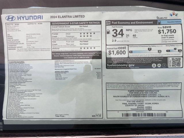 new 2024 Hyundai Elantra car, priced at $27,775