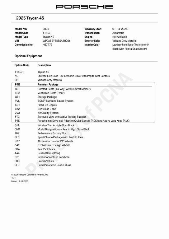used 2025 Porsche Taycan car, priced at $117,881