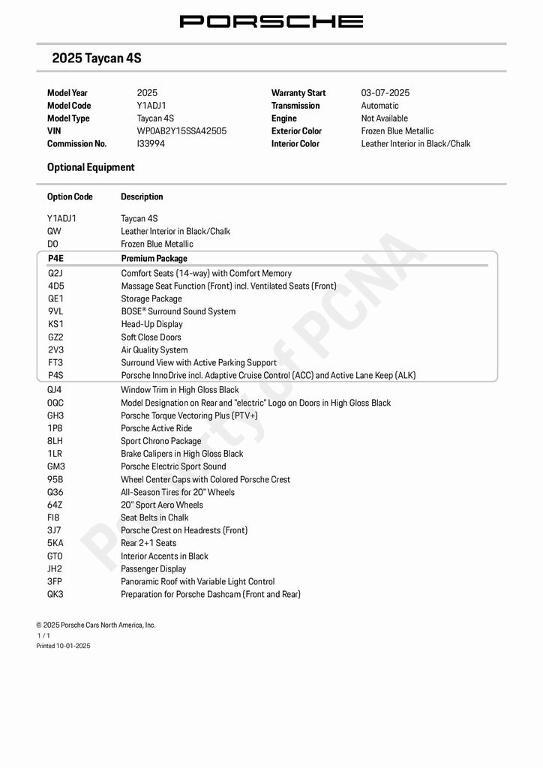 used 2025 Porsche Taycan car, priced at $119,576