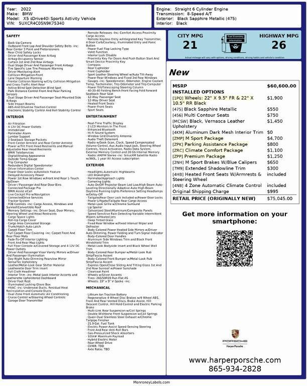 used 2022 BMW X5 car, priced at $37,489