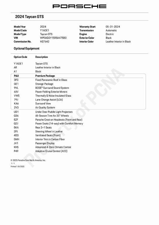 used 2024 Porsche Taycan car, priced at $118,989