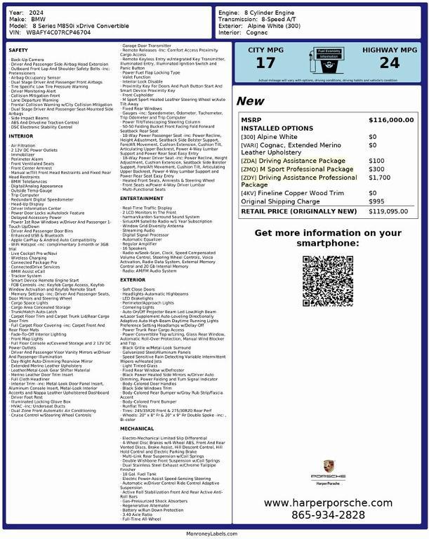 used 2024 BMW M850 car, priced at $85,367