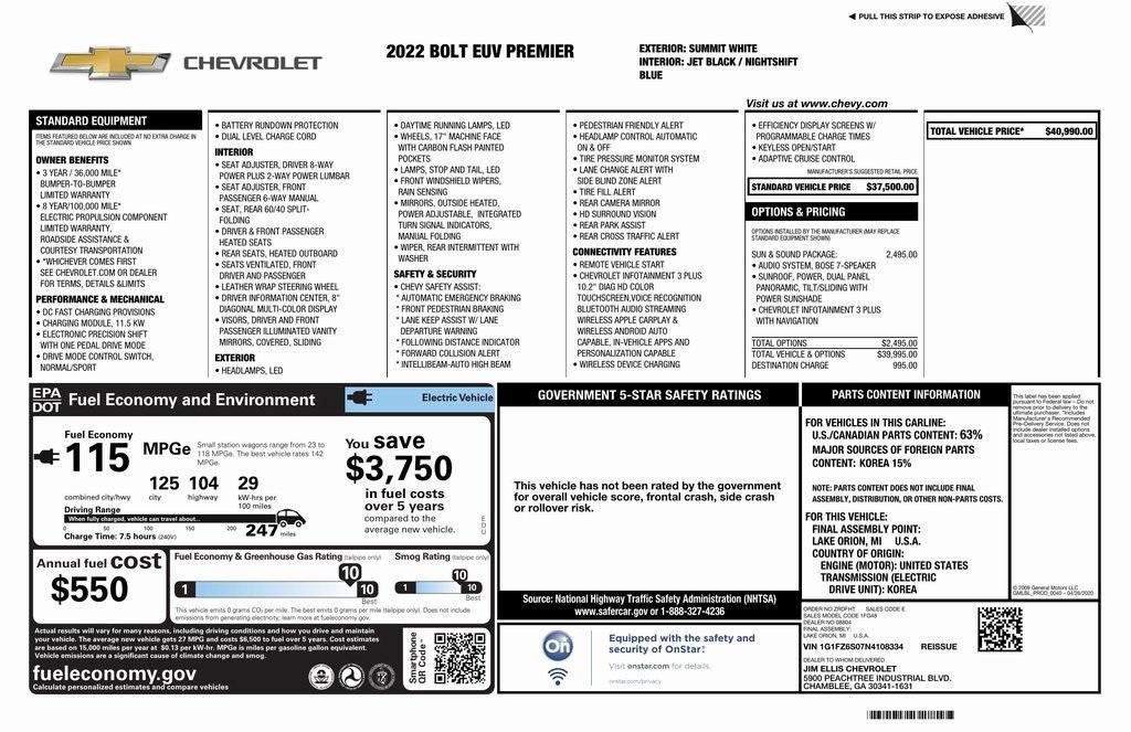 used 2022 Chevrolet Bolt EUV car, priced at $17,980