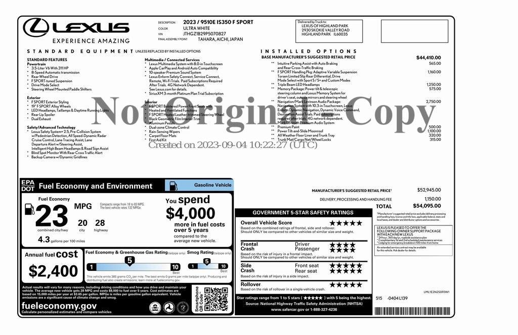 used 2023 Lexus IS 350 car, priced at $44,875