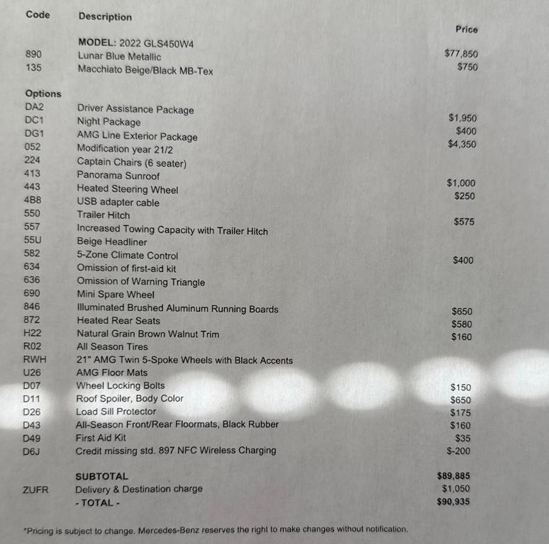 used 2022 Mercedes-Benz GLS 450 car, priced at $53,356