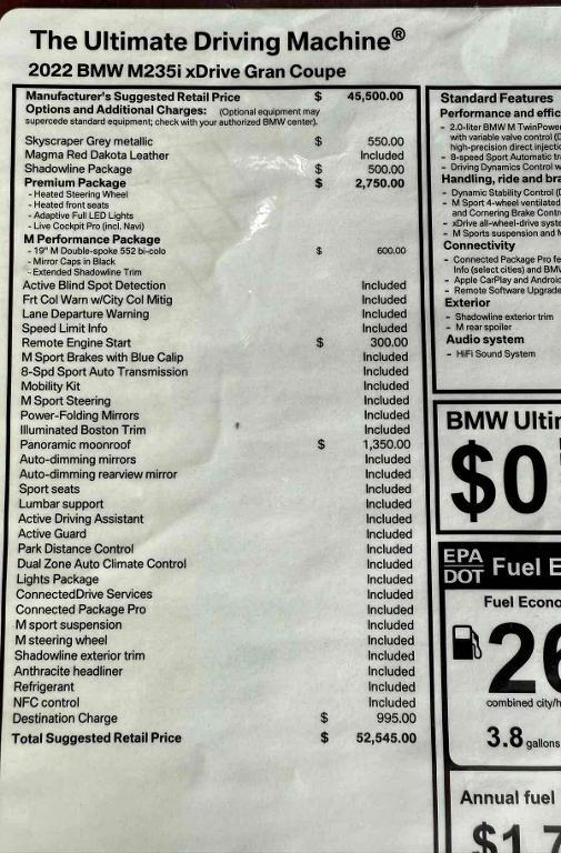 used 2022 BMW M235 Gran Coupe car, priced at $37,985