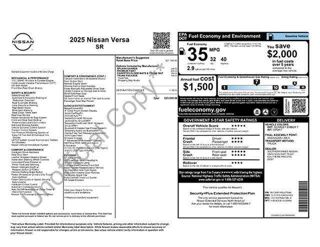 new 2025 Nissan Versa car, priced at $21,835