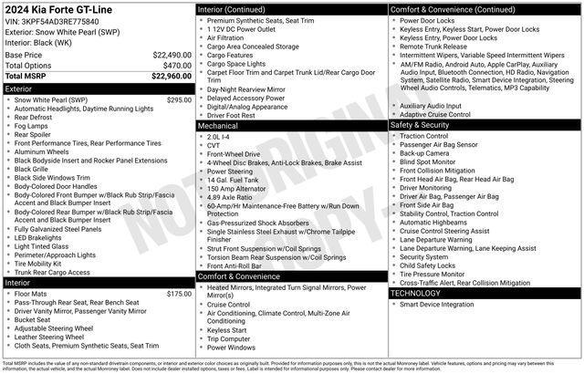 used 2024 Kia Forte car, priced at $22,040