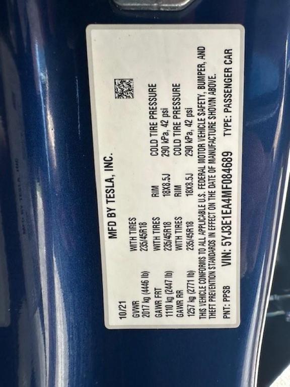 used 2021 Tesla Model 3 car, priced at $19,995