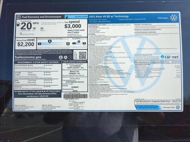 new 2023 Volkswagen Atlas car, priced at $42,022