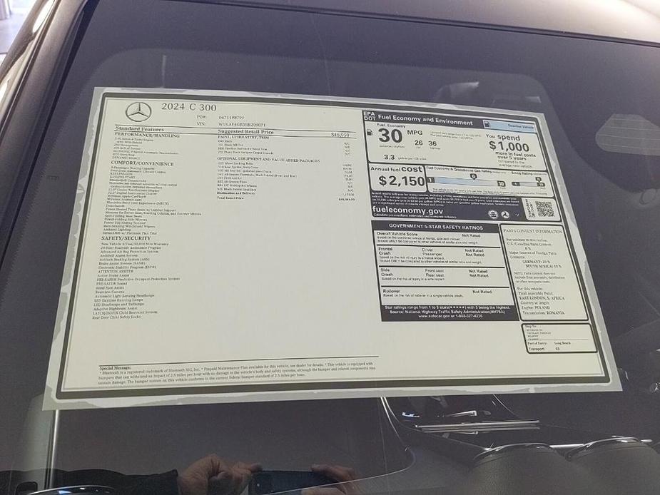new 2024 Mercedes-Benz C-Class car, priced at $49,195
