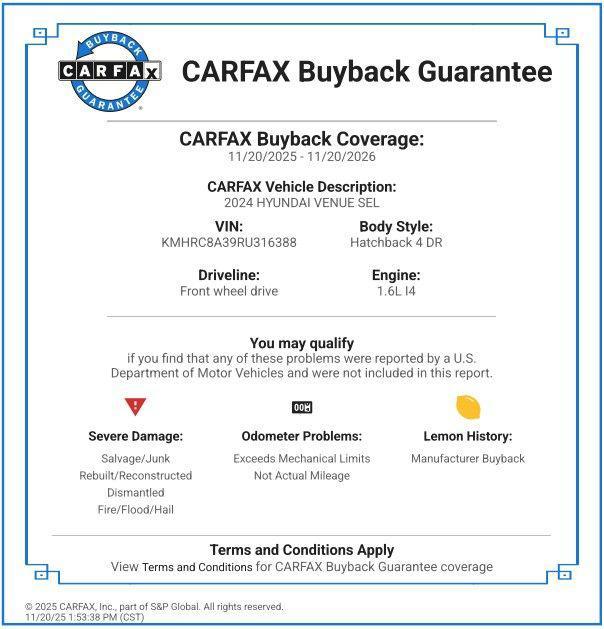 used 2024 Hyundai Venue car, priced at $17,987