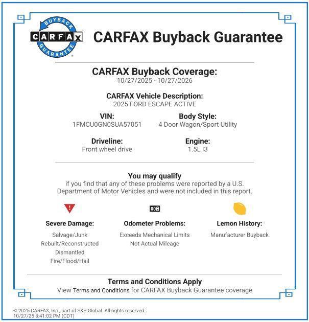 used 2025 Ford Escape car, priced at $22,187