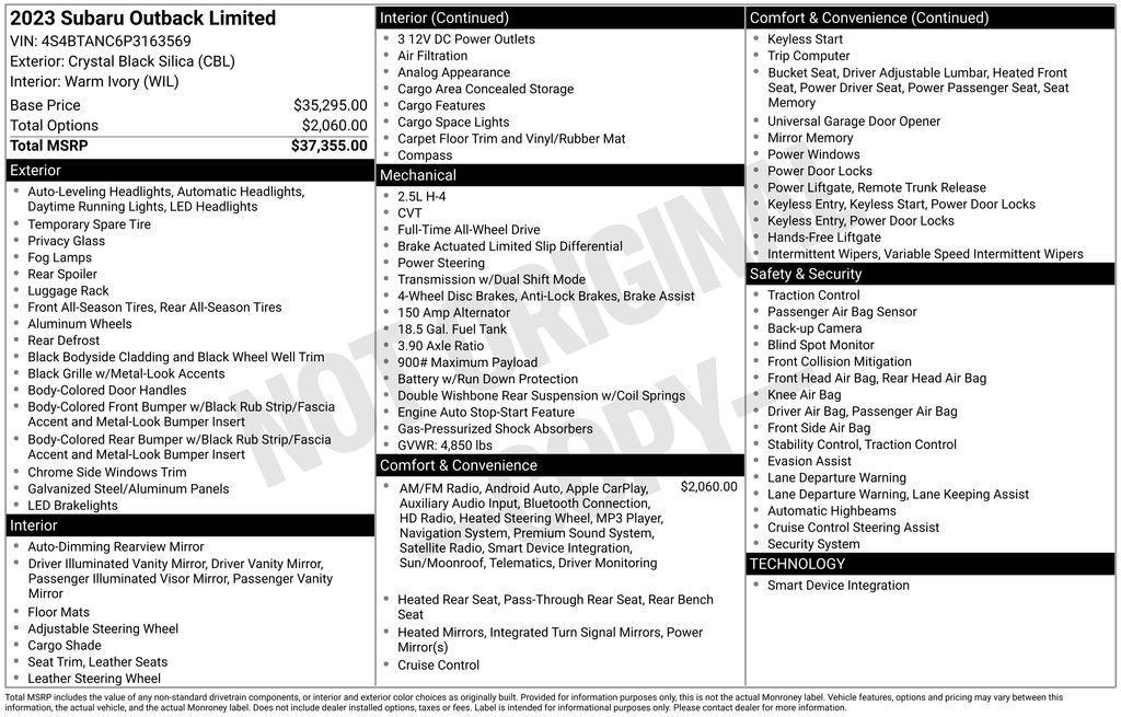 used 2023 Subaru Outback car, priced at $29,888