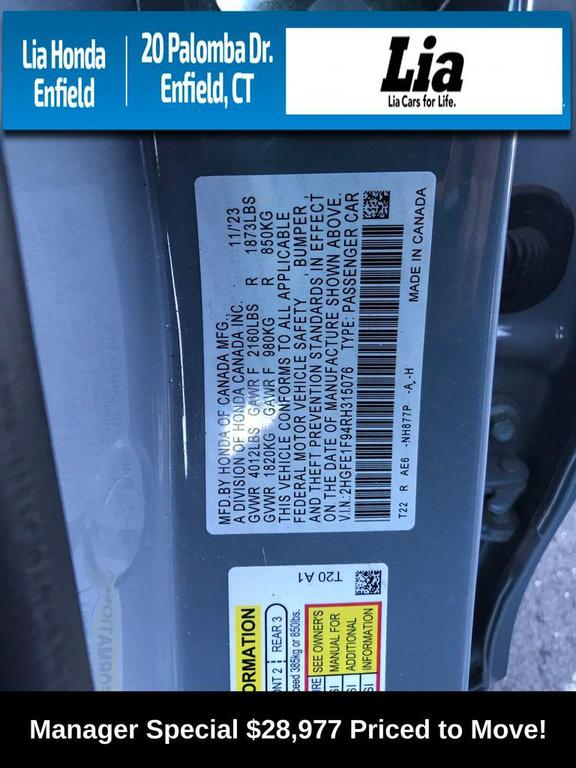 used 2024 Honda Civic car, priced at $28,977