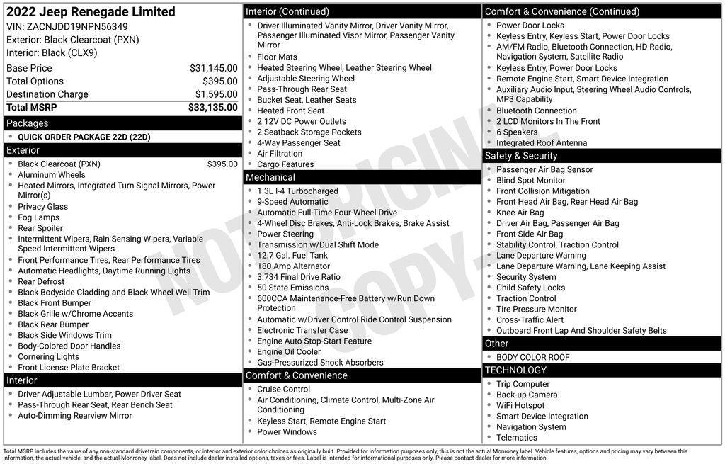 used 2022 Jeep Renegade car, priced at $21,995