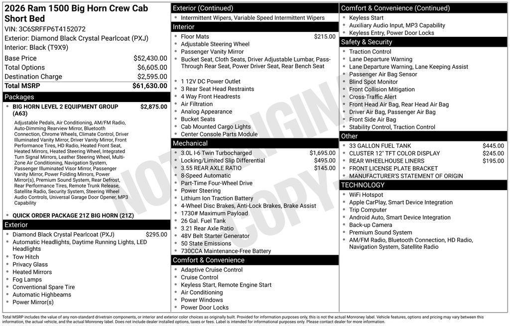 new 2026 Ram 1500 car, priced at $52,451