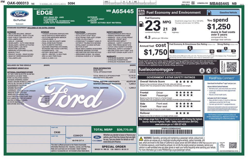 used 2021 Ford Edge car, priced at $21,699