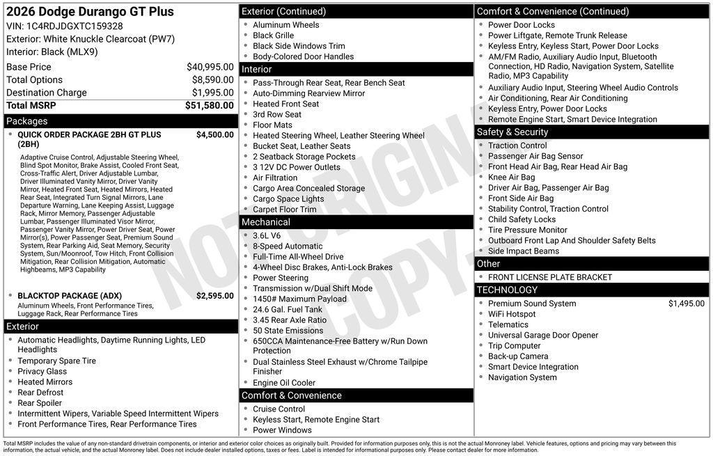 new 2026 Dodge Durango car, priced at $45,027