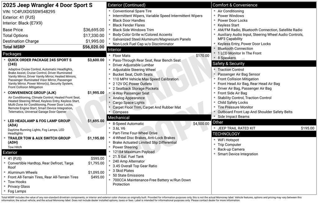 new 2025 Jeep Wrangler car, priced at $43,674