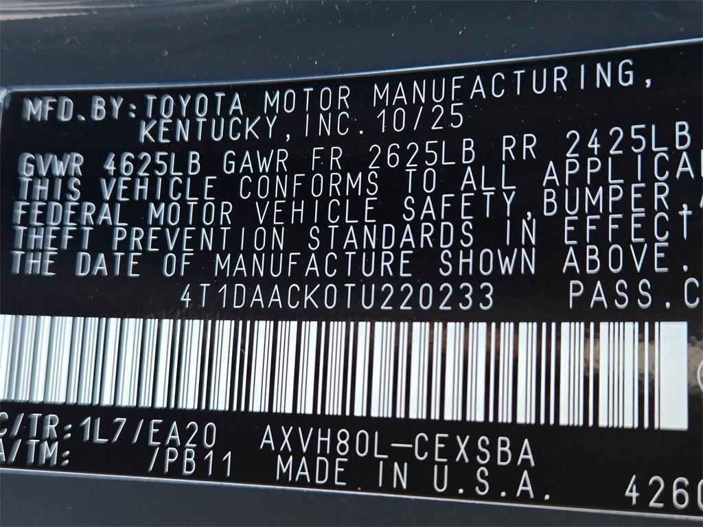 new 2026 Toyota Camry car, priced at $33,487