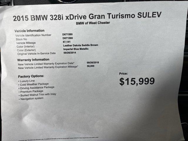 used 2015 BMW 328 Gran Turismo car, priced at $15,999