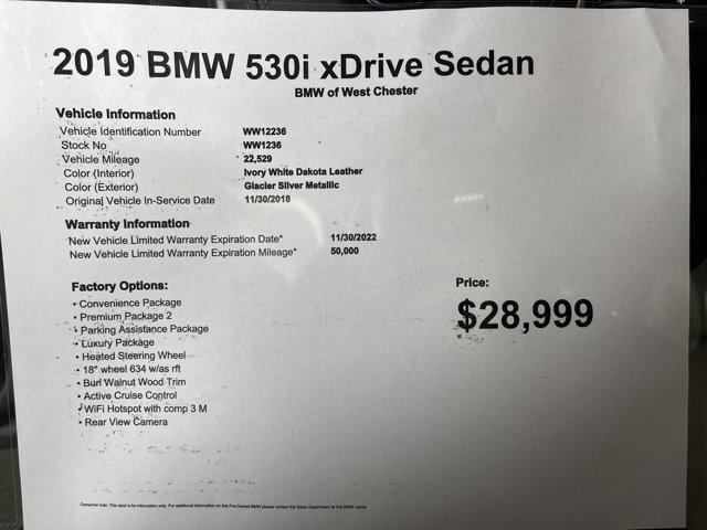 used 2019 BMW 530 car, priced at $28,999