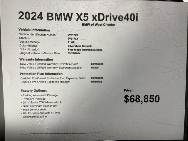 used 2024 BMW X5 car, priced at $68,850