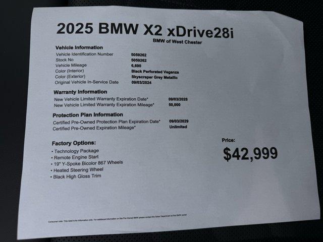 used 2025 BMW X2 car, priced at $42,999