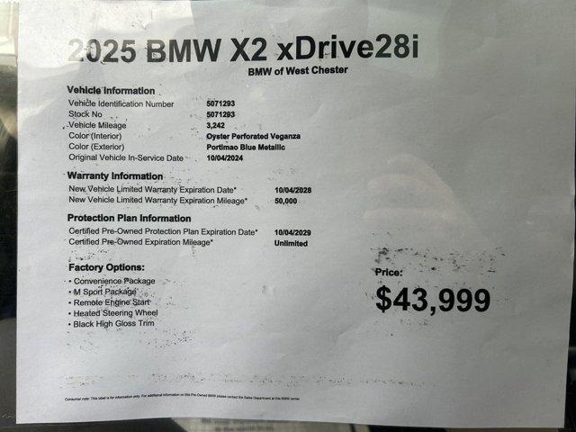 used 2025 BMW X2 car, priced at $43,999