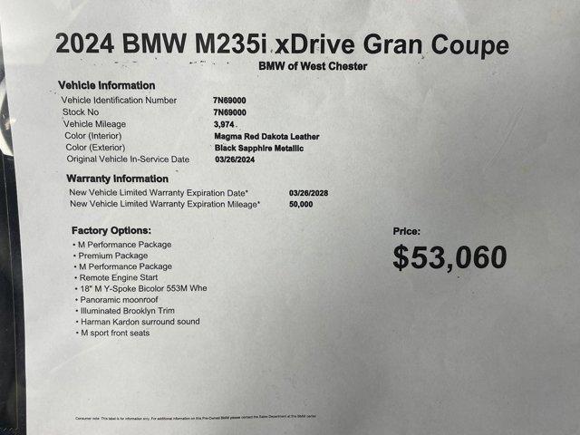 used 2024 BMW M235 Gran Coupe car, priced at $49,999