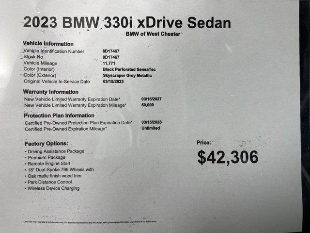 used 2023 BMW 330 car, priced at $42,306