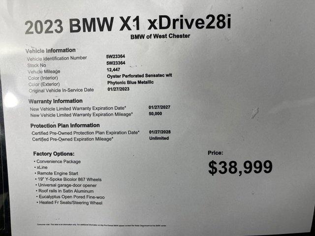 used 2023 BMW X1 car, priced at $38,999