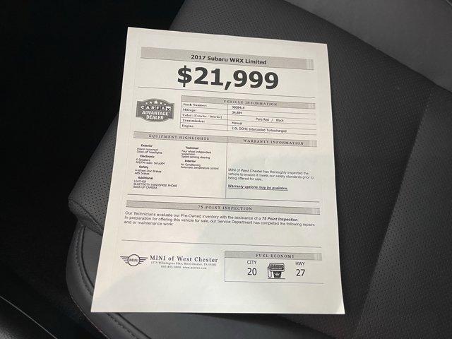 used 2017 Subaru WRX car, priced at $21,999