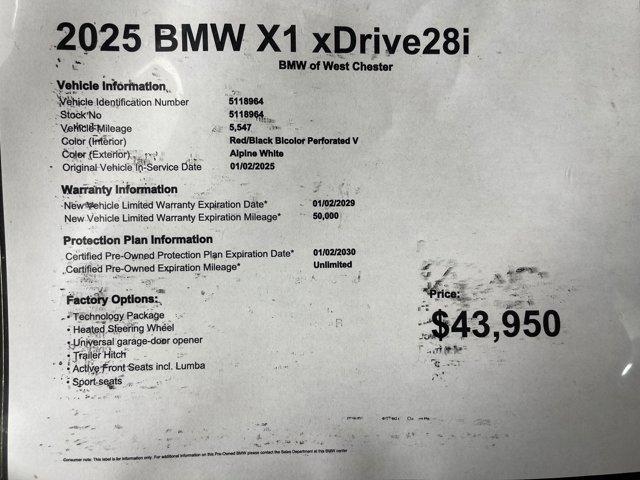 used 2025 BMW X1 car, priced at $43,950