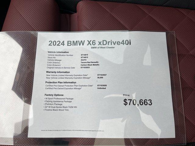 used 2024 BMW X6 car, priced at $70,663