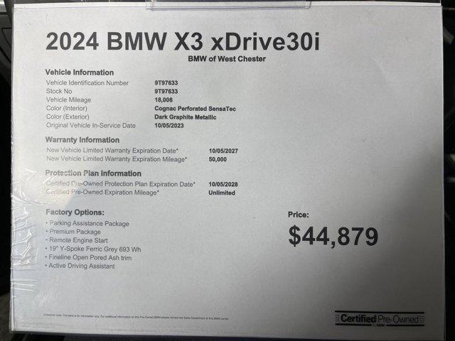 used 2024 BMW X3 car, priced at $44,879