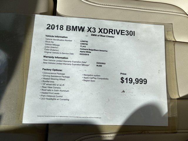 used 2018 BMW X3 car, priced at $19,999