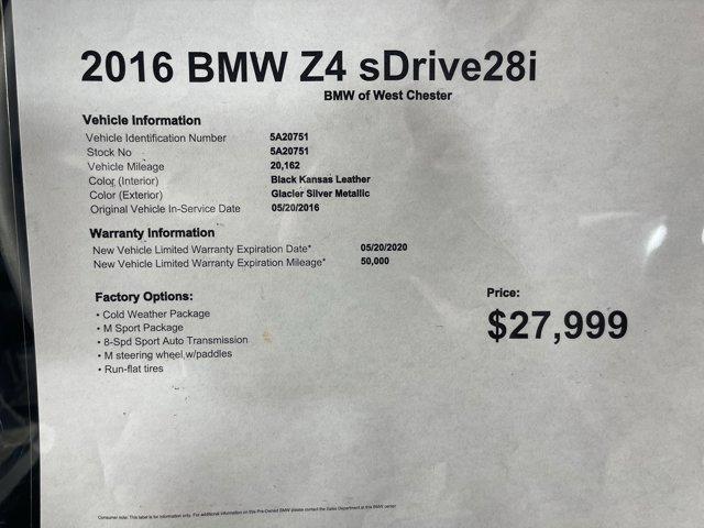 used 2016 BMW Z4 car, priced at $27,999