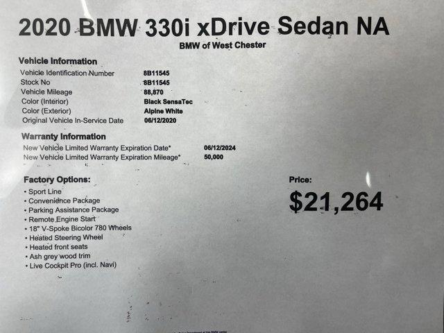 used 2020 BMW 330 car, priced at $21,264