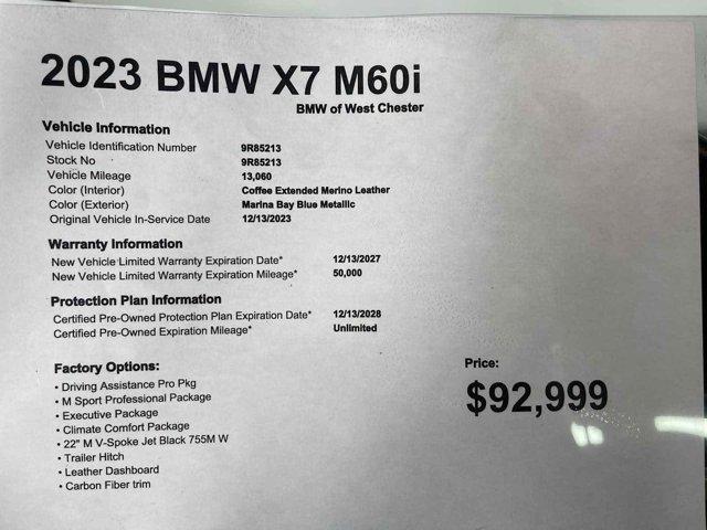 used 2023 BMW X7 car, priced at $92,999