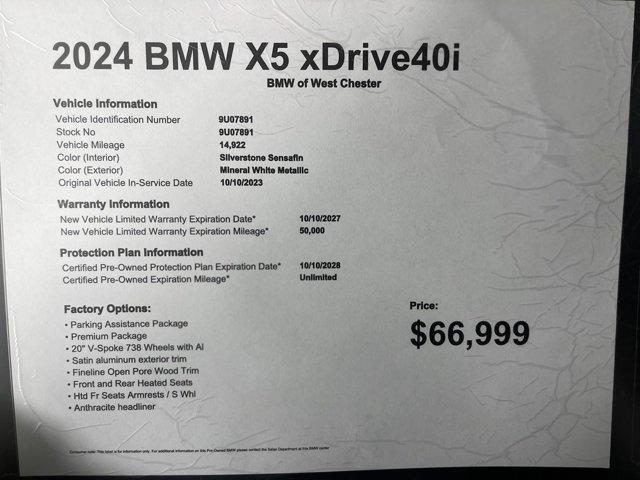 used 2024 BMW X5 car, priced at $66,999