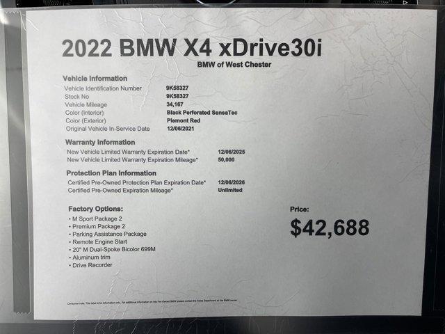 used 2022 BMW X4 car, priced at $42,688