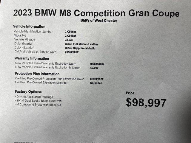 used 2023 BMW M8 car, priced at $98,997