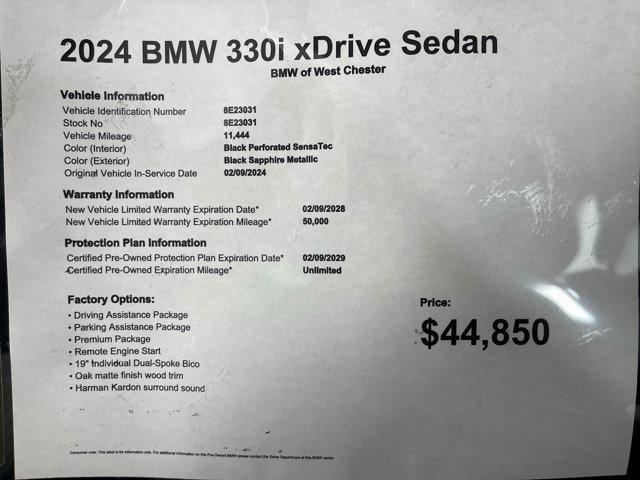 used 2024 BMW 330 car, priced at $44,850