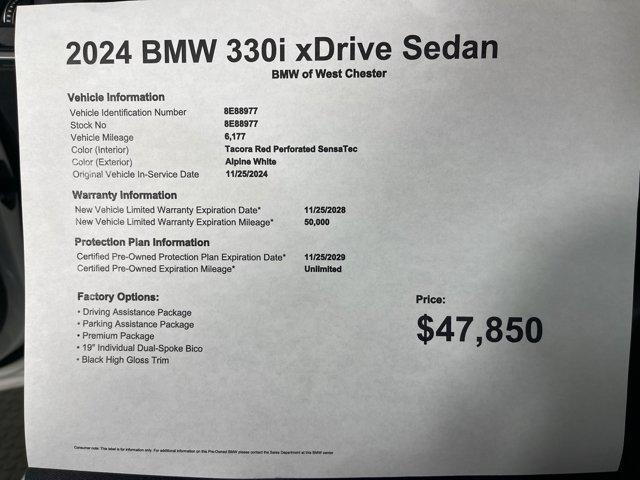 used 2024 BMW 330 car, priced at $47,850