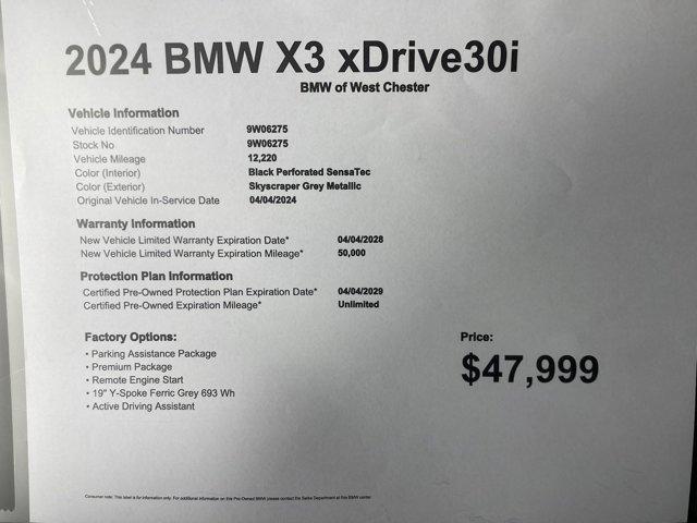 used 2024 BMW X3 car, priced at $47,999