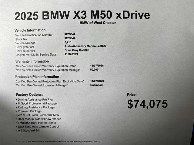 used 2025 BMW X3 car, priced at $74,075