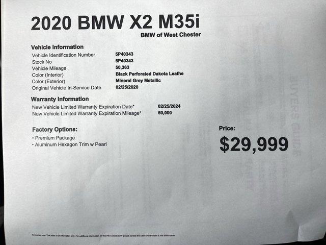 used 2020 BMW X2 car, priced at $29,999